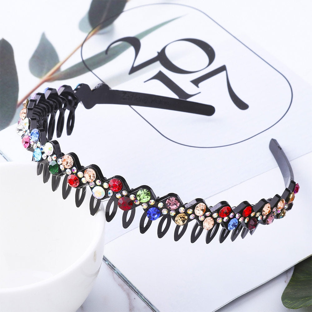 Hairbands Bezel Colorful Rhinestone - Orchid Unique