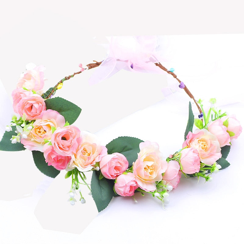 Rustic Bridesmaid Hair Flower Headbands Wedding Hair Accessories Bridal Flower Crown Headpieces Bridal Flower Girls Garland - Orchid Unique