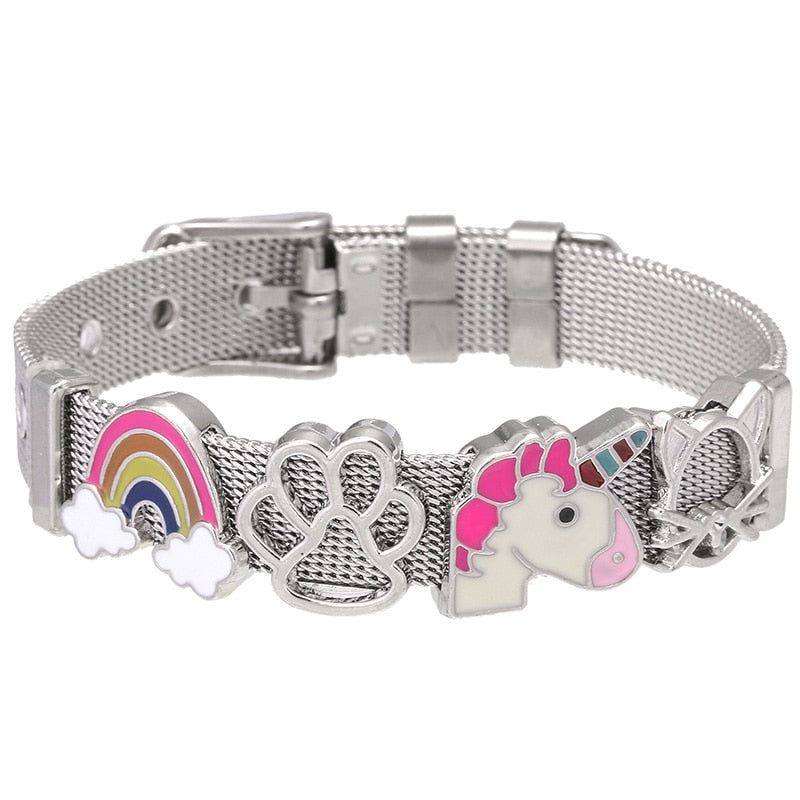 Crystal Heart Anchor Charm Fine Bracelet - Orchid Unique