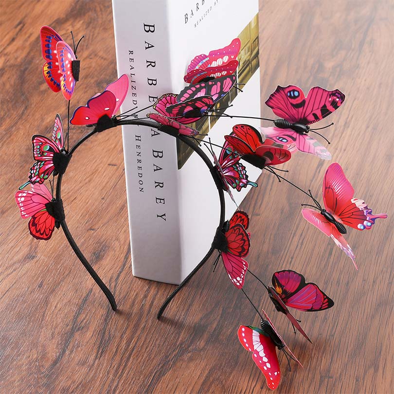 Haimeikang Handmade Blue Butterfly Headband Big Ladies Costume Hair Accessories Show Ladies Tea Show Hairband Headpieces - Orchid Unique