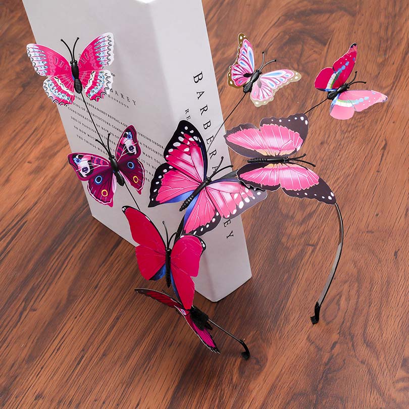 Haimeikang Handmade Blue Butterfly Headband Big Ladies Costume Hair Accessories Show Ladies Tea Show Hairband Headpieces - Orchid Unique