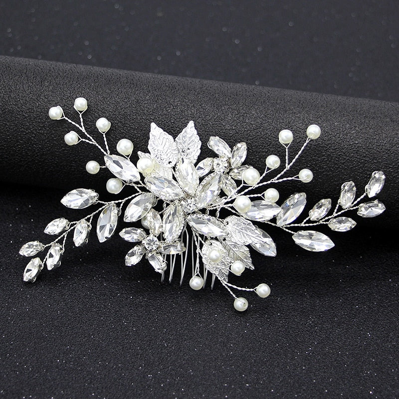 Pearl Crystal Wedding Hair Combs - Orchid Unique