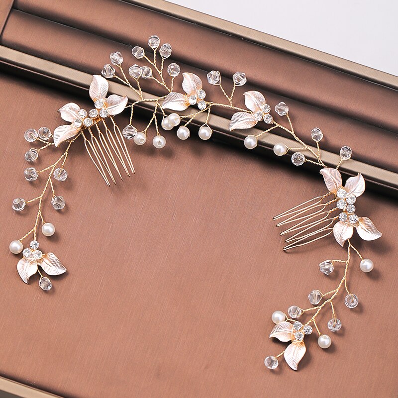 Pearl Leaf Comb Headband - Orchid Unique