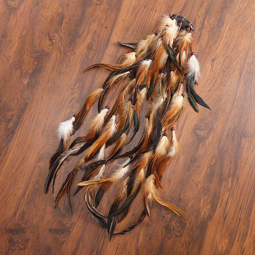 Levao Indian Festival Tassel Feather Hair Combs Hairpins for Women Hippie Headpiece Ethnic Head Band Hair Comb Clips Headwear - Orchid Unique