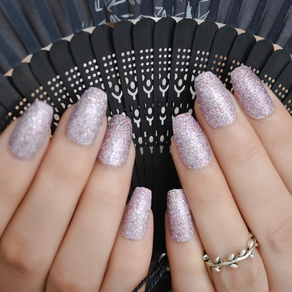 French Ballerina Coffin False Nails - Orchid Unique