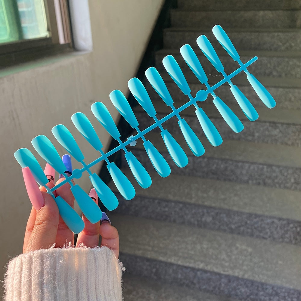 Matte Super Long Coffin False Nails - Orchid Unique