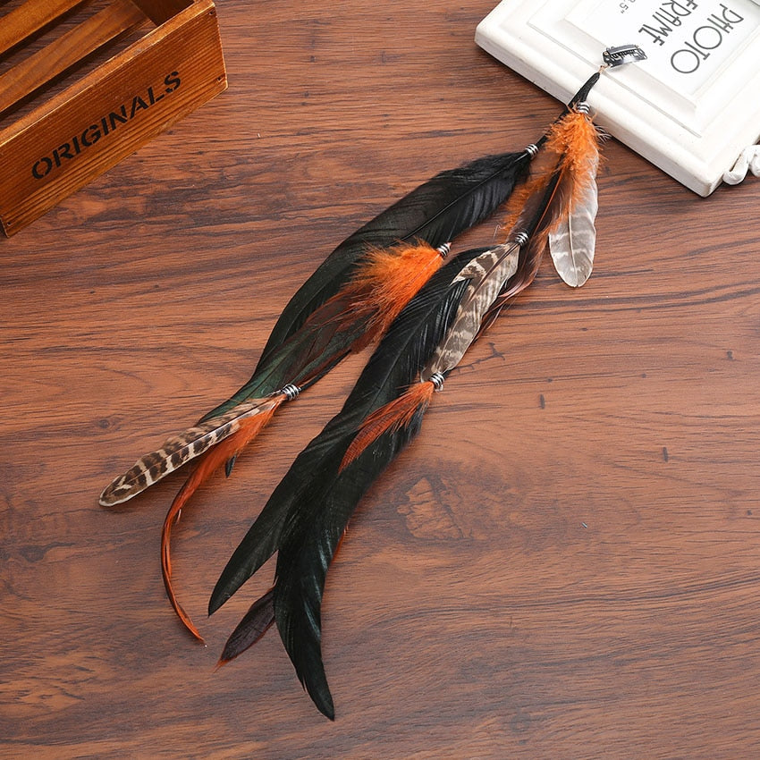 Levao Indian Festival Tassel Feather Hair Combs Hairpins for Women Hippie Headpiece Ethnic Head Band Hair Comb Clips Headwear - Orchid Unique