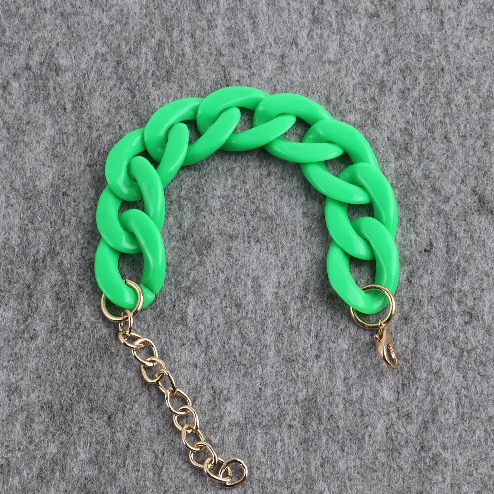 Colorful Acrylic Thick Chain Bracelets - Orchid Unique