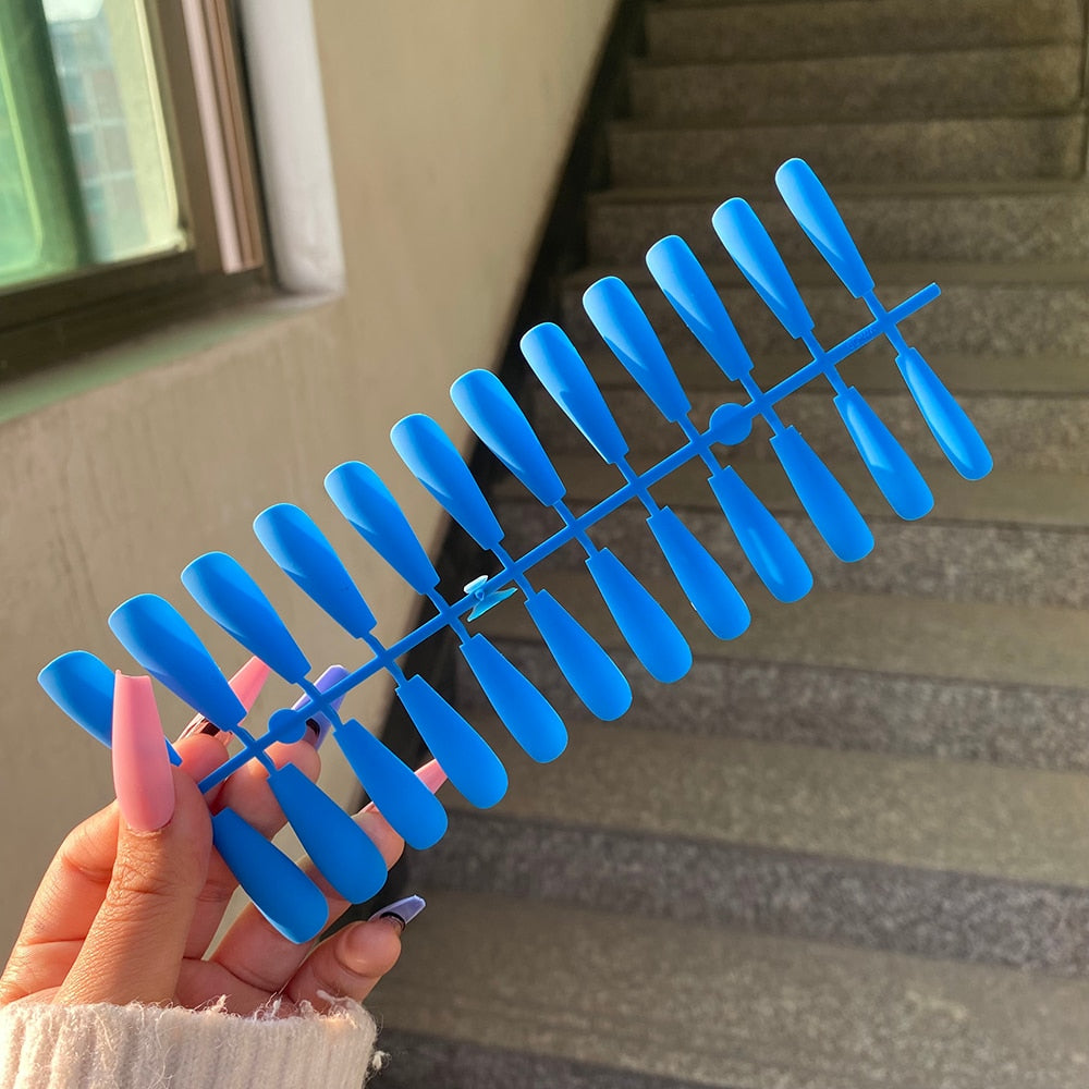 Matte Super Long Coffin False Nails - Orchid Unique