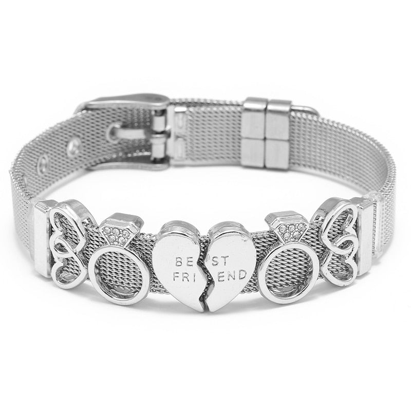 Crystal Heart Anchor Charm Fine Bracelet - Orchid Unique