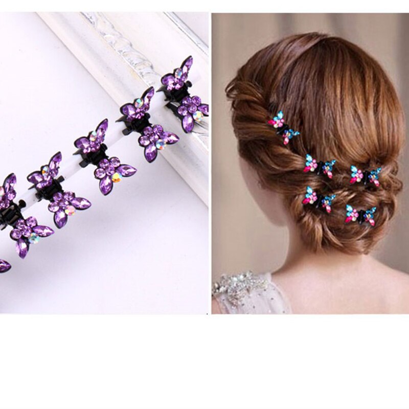 Cute Crystal Butterfly Hair Clips - Orchid Unique