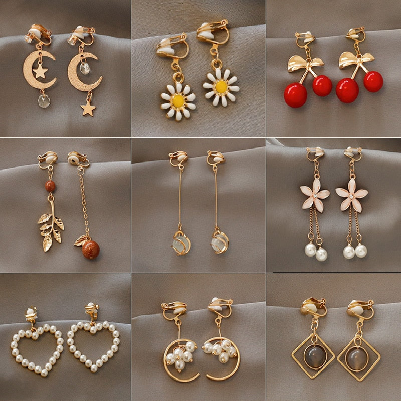 Cute Handmade pearl clip on Earrings - Orchid Unique