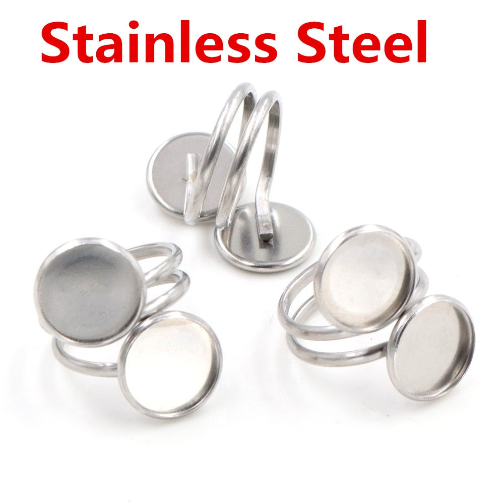 5pcs Silver Plated Ring Bezels - Orchid Unique