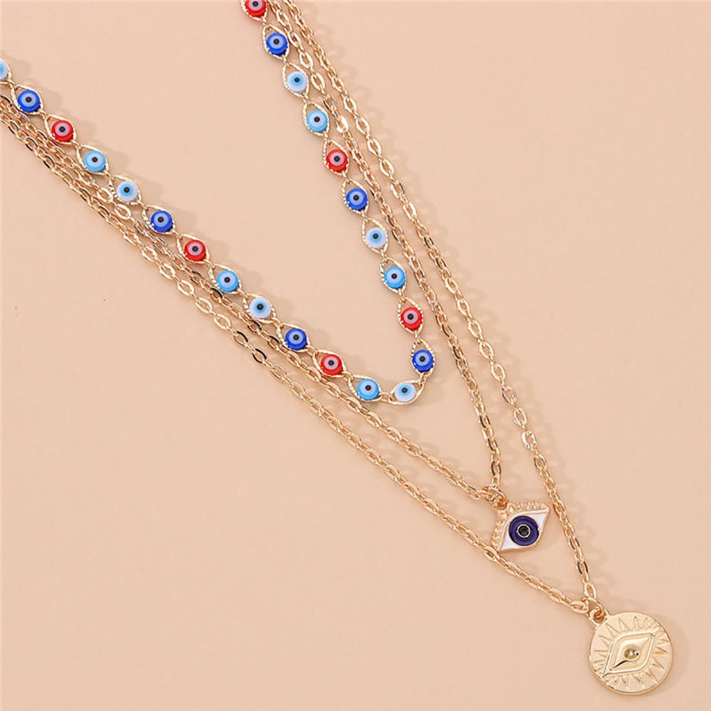 Turkish Evil Eyes Multilayer Necklaces - Orchid Unique