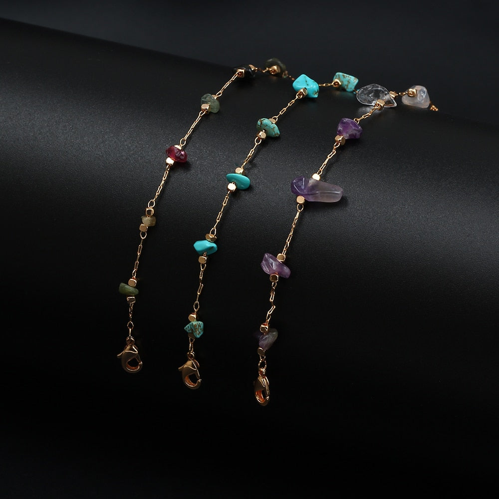 Lucky Eye Natural Stone Anklet - Orchid Unique