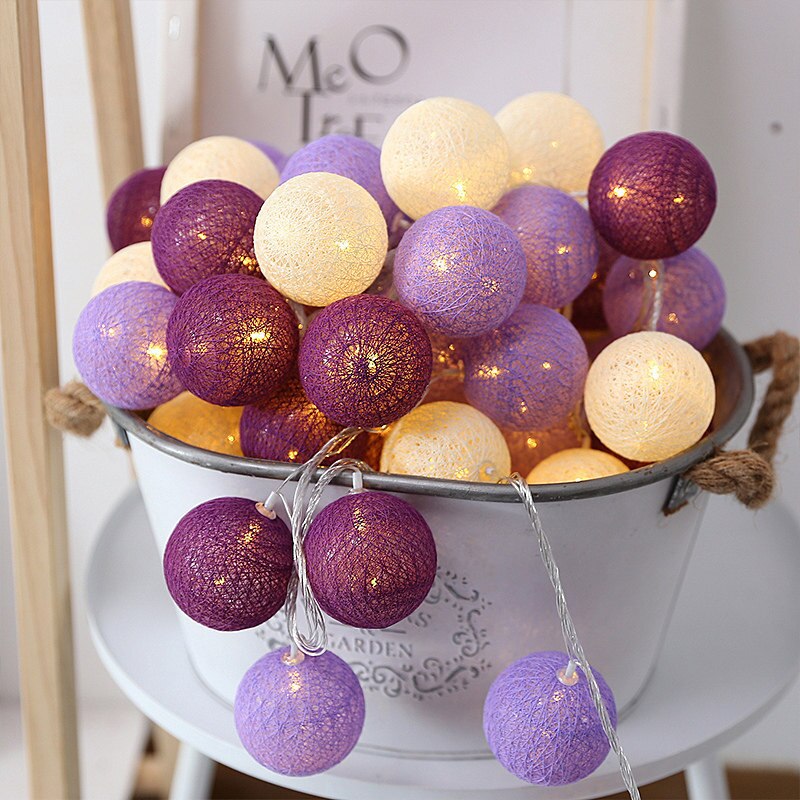 3M 20 LEDS Cotton Ball Garlands Fairy Lights - Orchid Unique