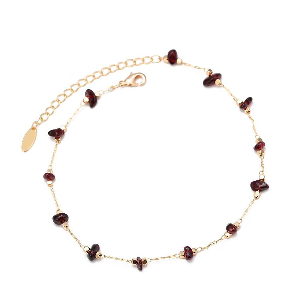 Lucky Eye Natural Stone Anklet - Orchid Unique