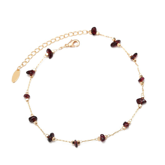 Lucky Eye Natural Stone Anklet - Orchid Unique
