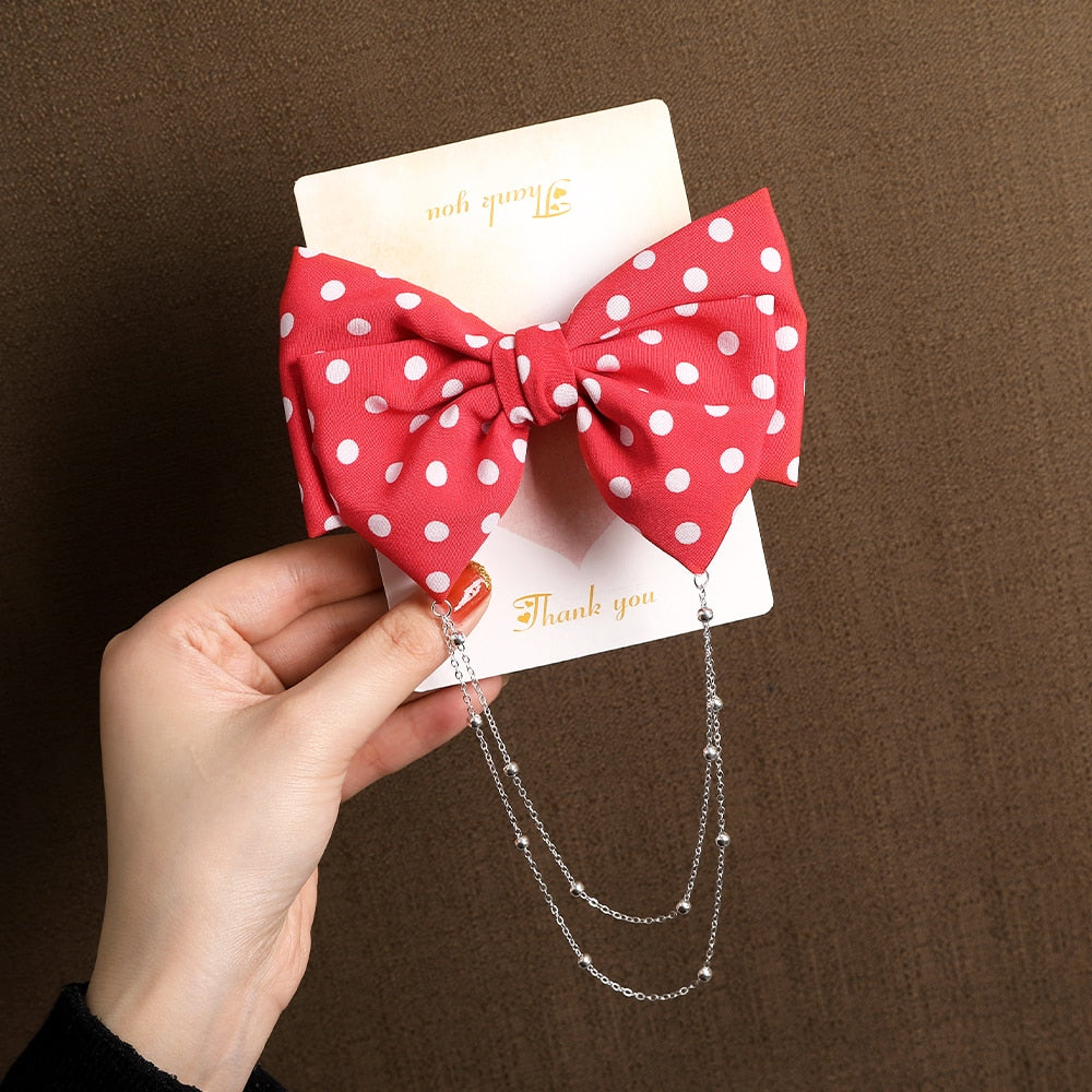 Vintage Bow Pearl Chain Hairpins - Orchid Unique