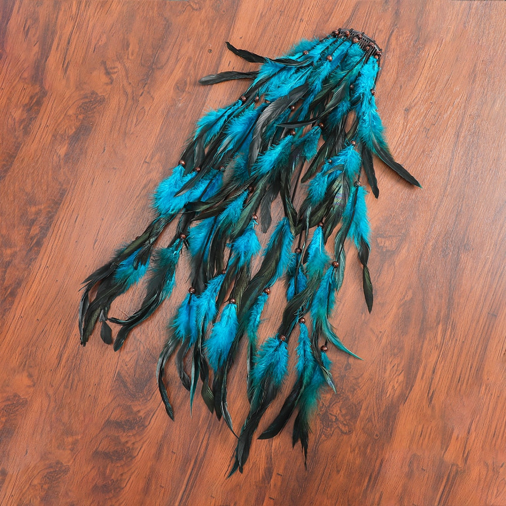 Levao Indian Festival Tassel Feather Hair Combs Hairpins for Women Hippie Headpiece Ethnic Head Band Hair Comb Clips Headwear - Orchid Unique
