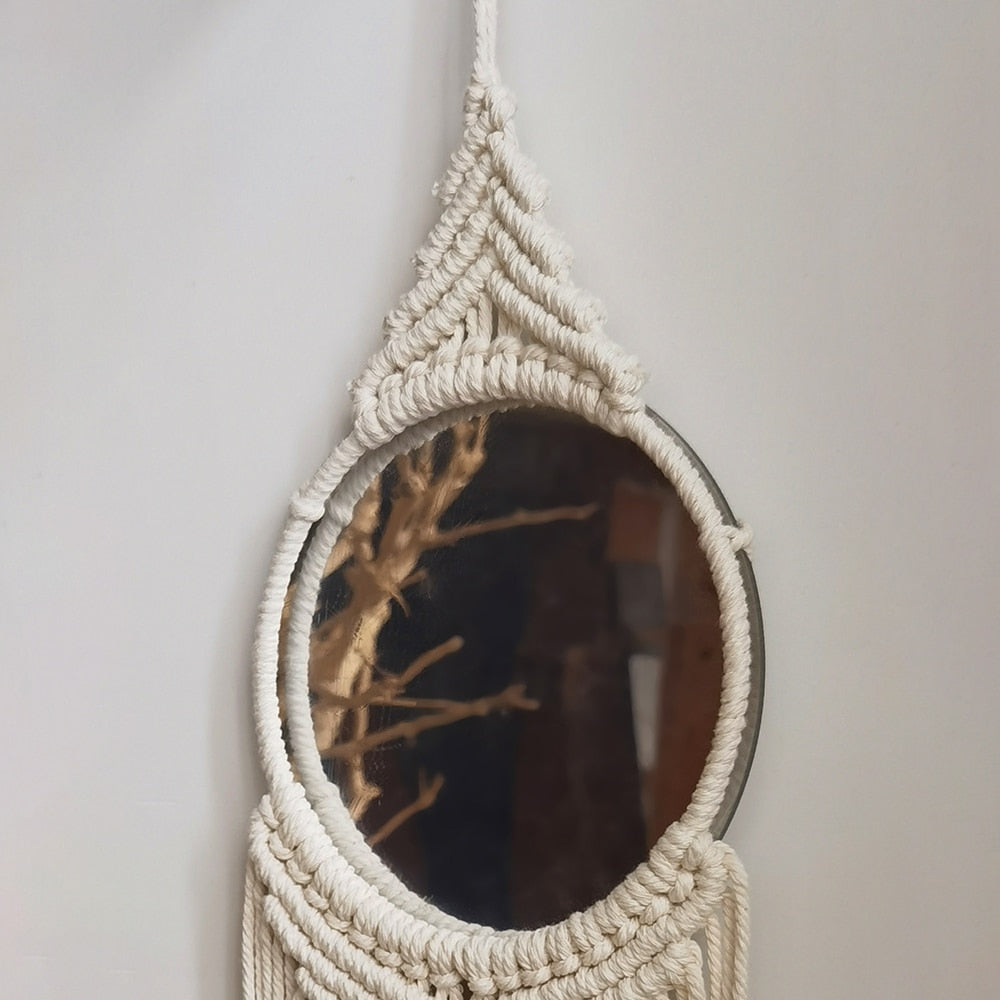 Boho-Macrame Mirror Wall - Orchid Unique  SPECIFICATIONS Shape: Round Material: Glass Default Title Boho-Macrame Mirror Wall SPECIFICATIONS Shape: Round Material: Glass (Store description)  7 6 49970405  (Store description) 14:201450482#Mirror M0814 Default Title Orchid  Decor