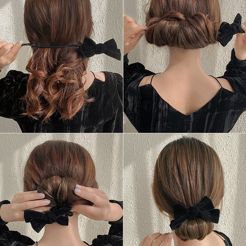 Magic Bow Clip Bun Curler Braider Hairstyle Twist Maker Tool Dount Twist Hair Accessories Styling Fashion - Orchid Unique