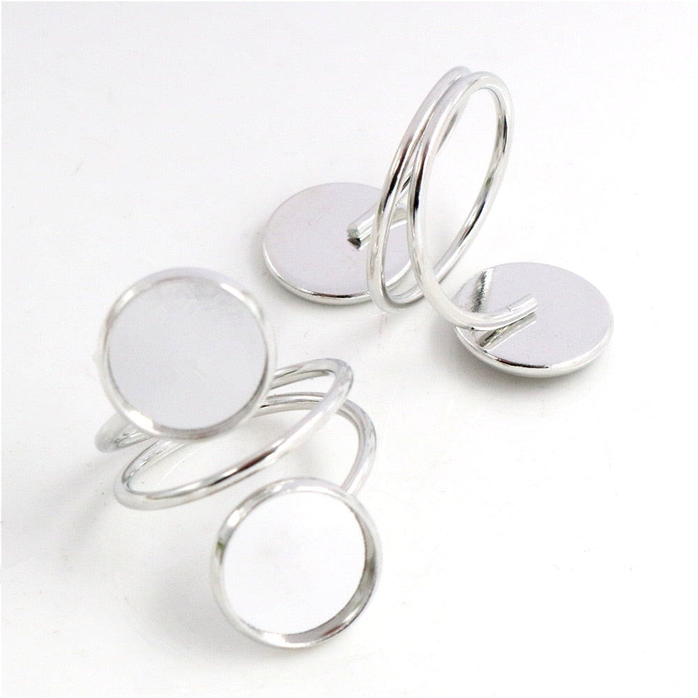 5pcs Silver Plated Ring Bezels - Orchid Unique