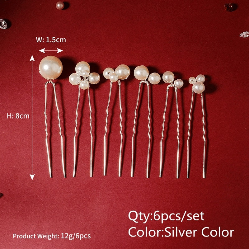Efily Bridal Wedding Hair Accessories Rhinestone Hair Pins Forks for Women Pearl Hairpins Bride Headpiece Party Jewelry Gift - Orchid Unique