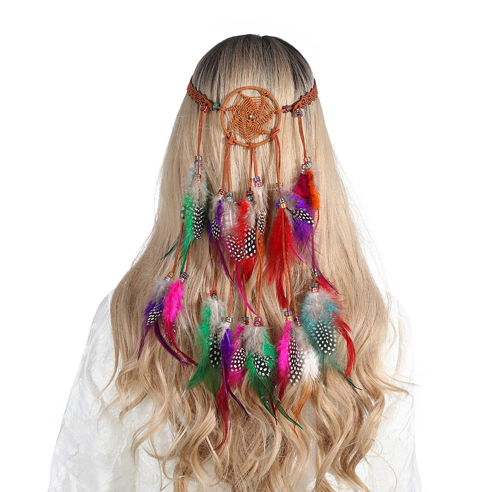 Festival Boho Feather Headband - Orchid Unique