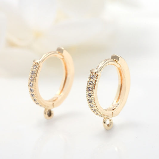 Hoop Hooks Earring 14k Gold Plated Inlaid Zircon - Orchid Unique