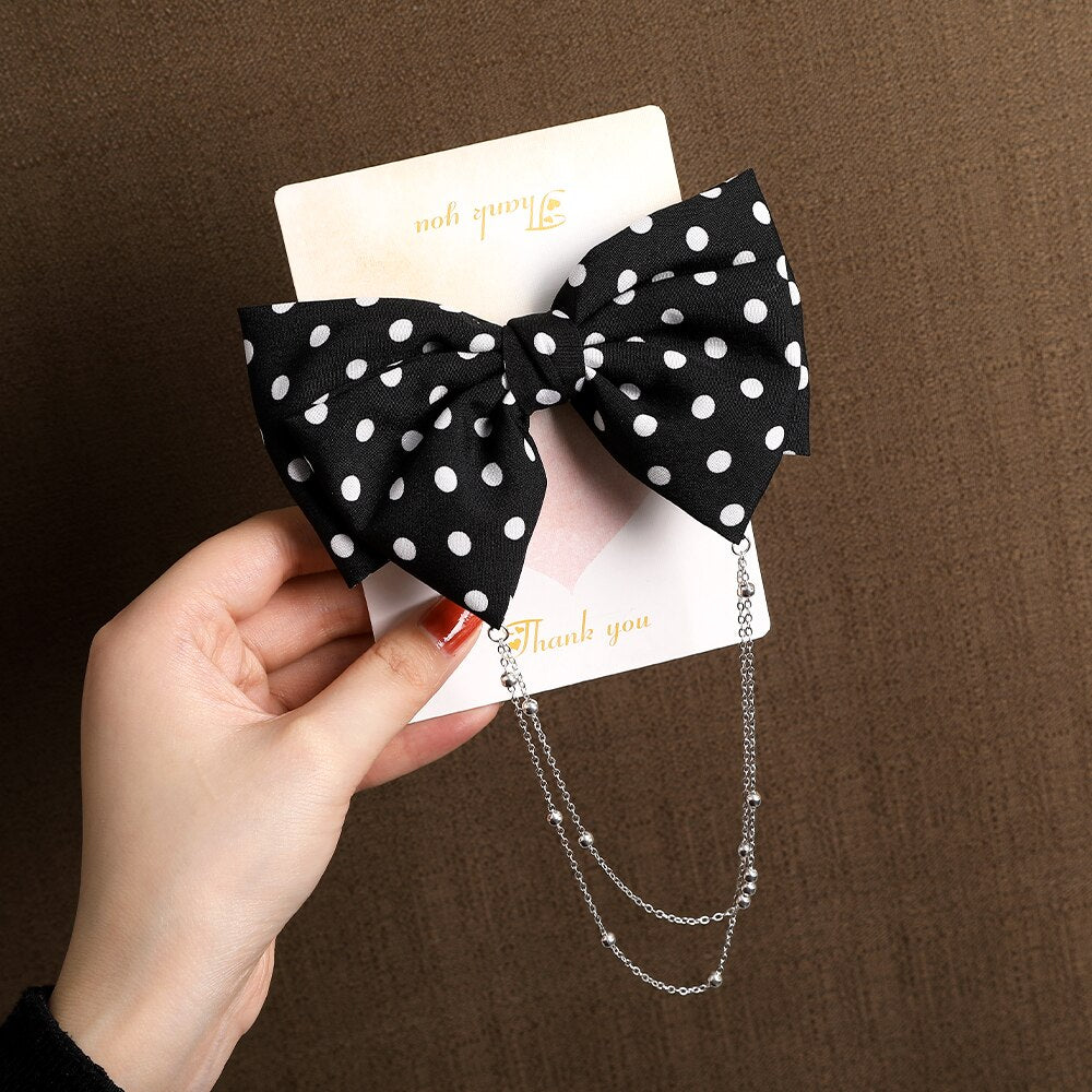 Vintage Bow Pearl Chain Hairpins - Orchid Unique