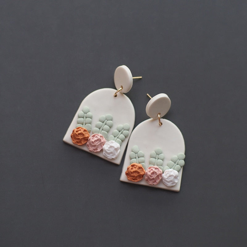 Handmade Crafts Molded Floral Earrings - Orchid Unique