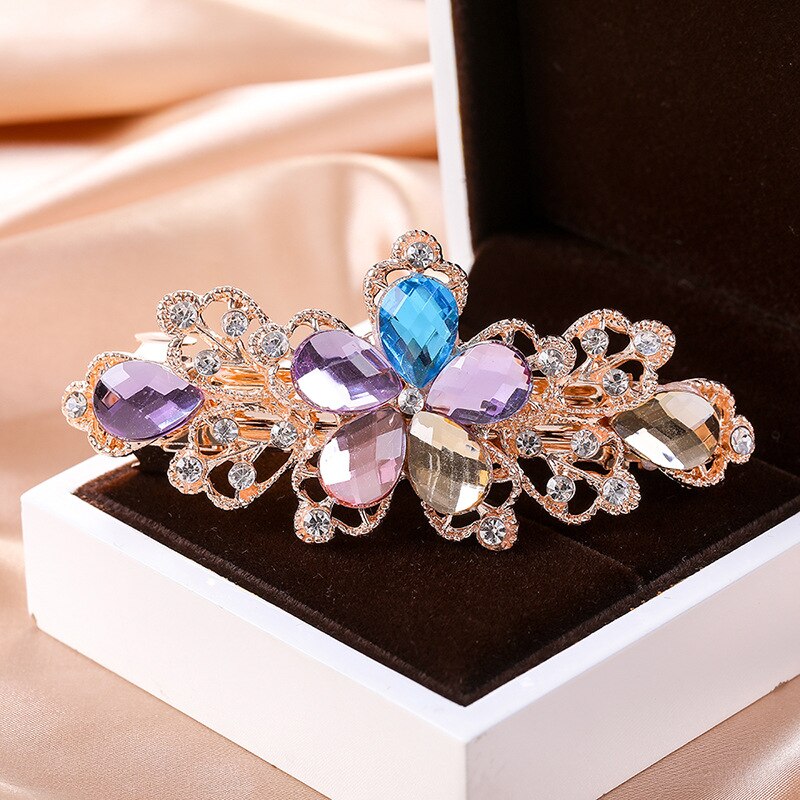 Crystalline rhinestone hairpin - Orchid Unique