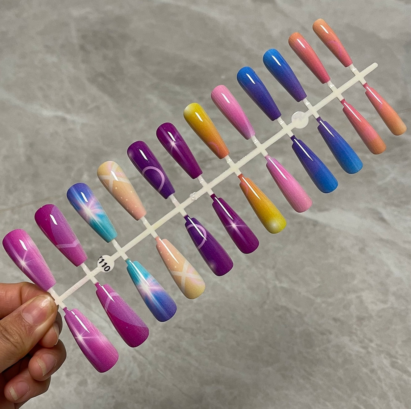 Long False Nails Tips - Orchid Unique