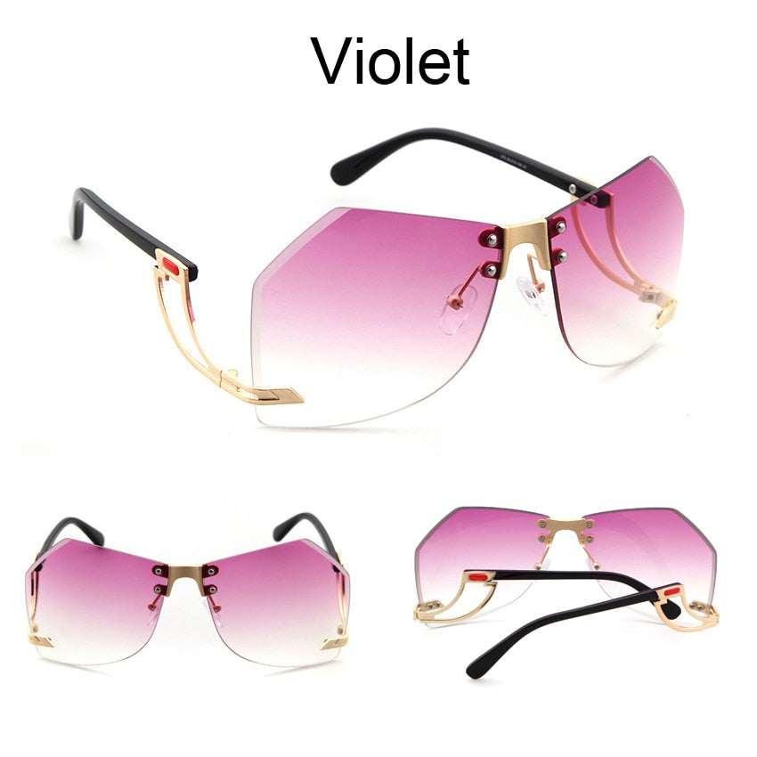 Irregular Rimless Sunglasses - Orchid Unique