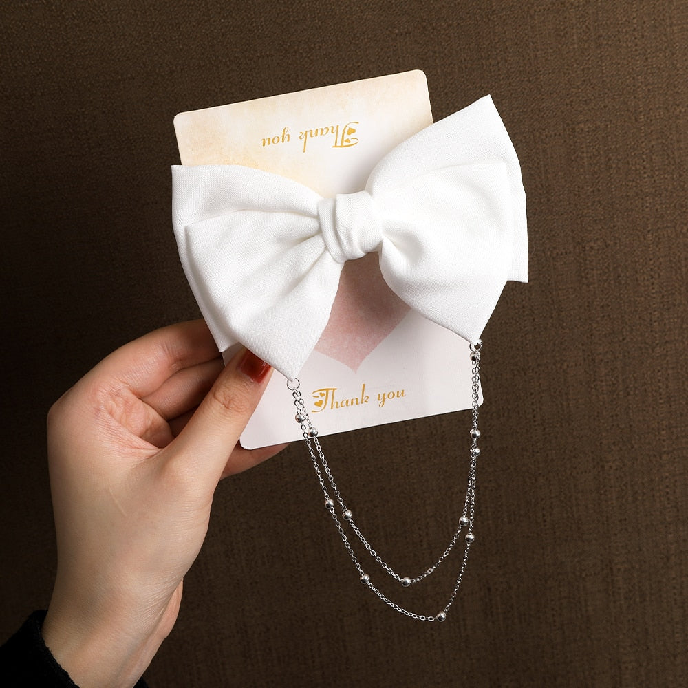 Vintage Bow Pearl Chain Hairpins - Orchid Unique