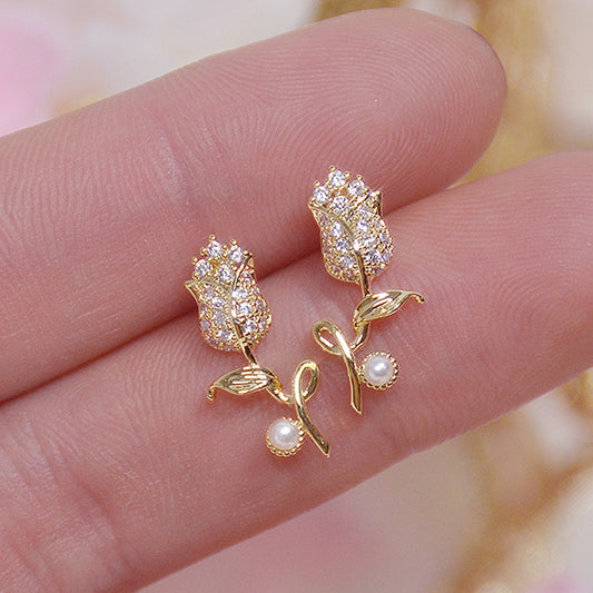 Trendy  Rose Flower Earring - Orchid Unique
