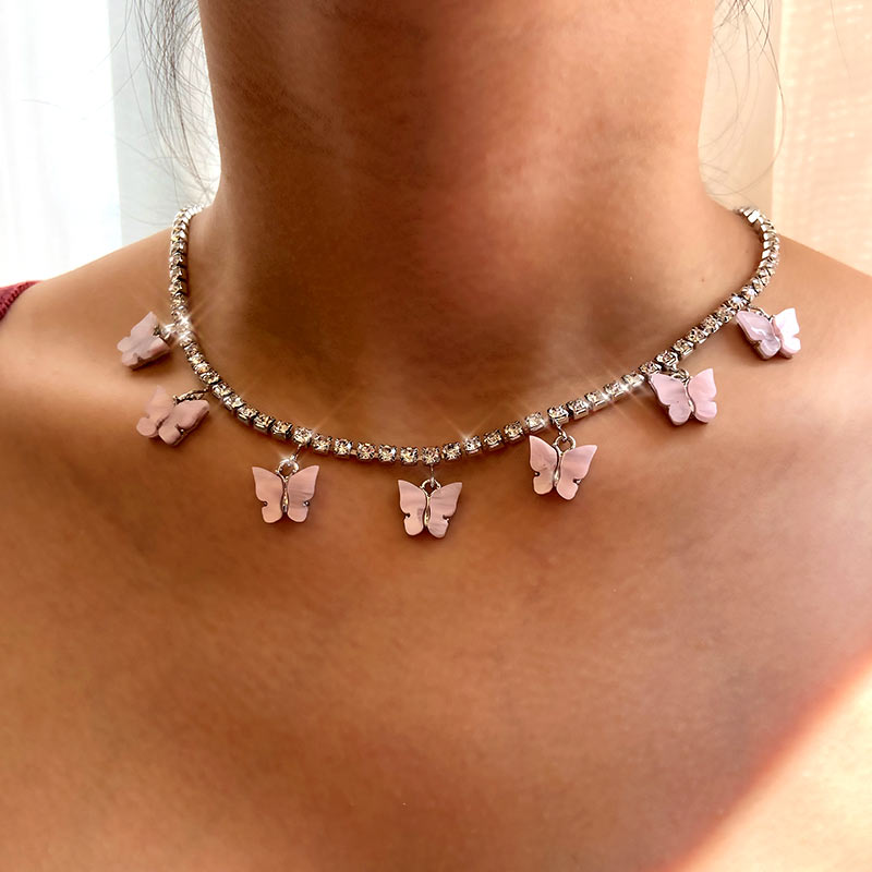 Fashion Butterfly Pendant Necklace - Orchid Unique