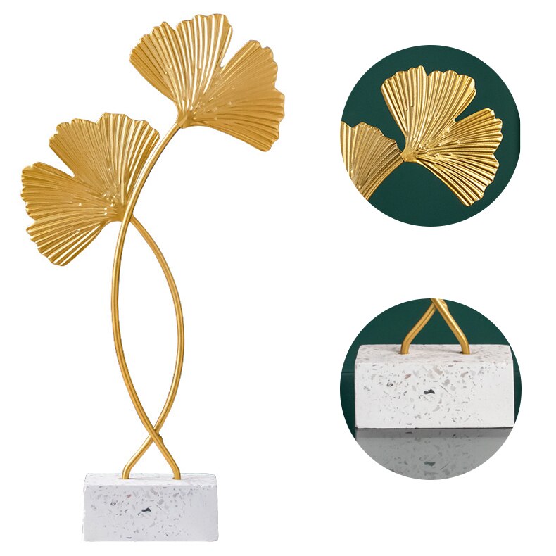 Vase + Nordic Iron Art Golden Ginkgo Leaf Plant - Orchid Unique