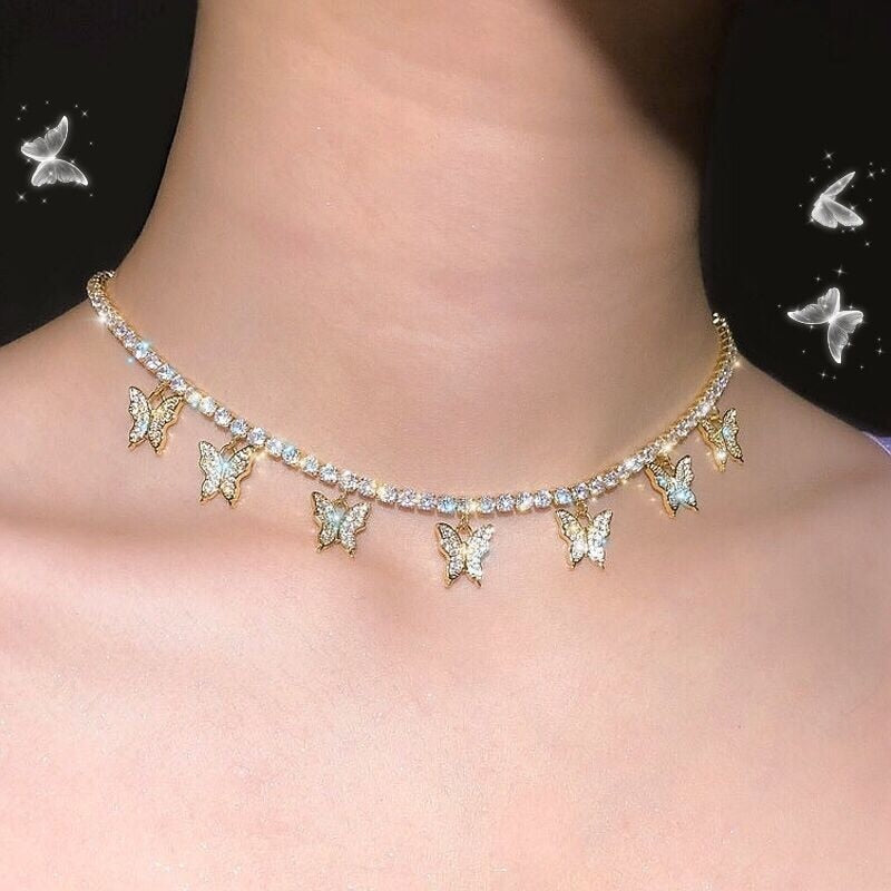 Crystal Butterfly Pendants - Orchid Unique