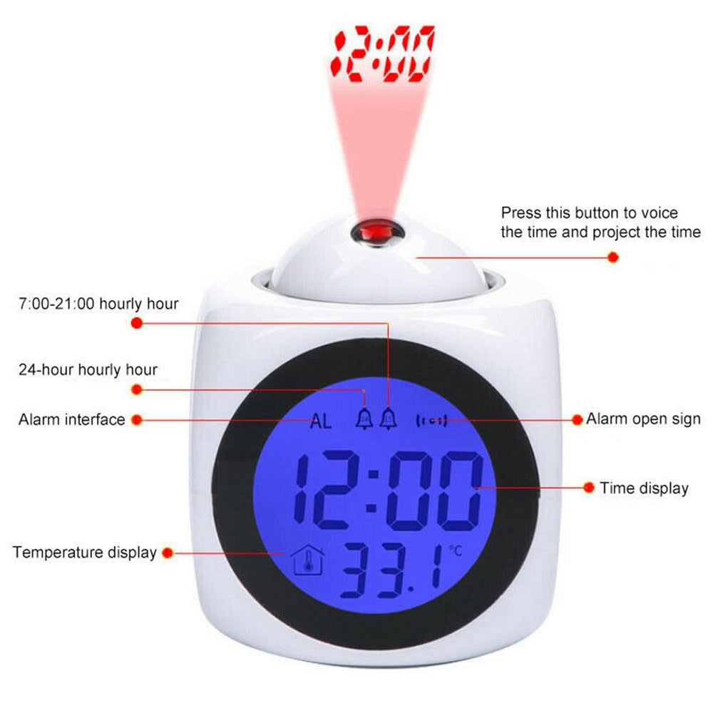 LCD Creative Projector Digital Alarm Clock - Orchid Unique