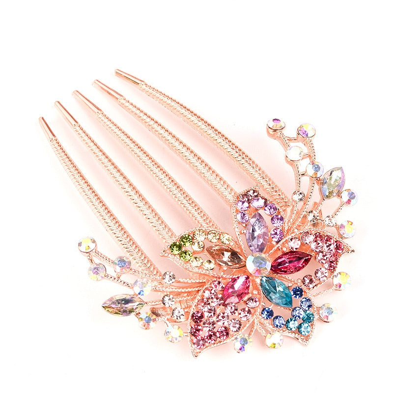 Austrian Rhinestone Hair Comb - Orchid Unique