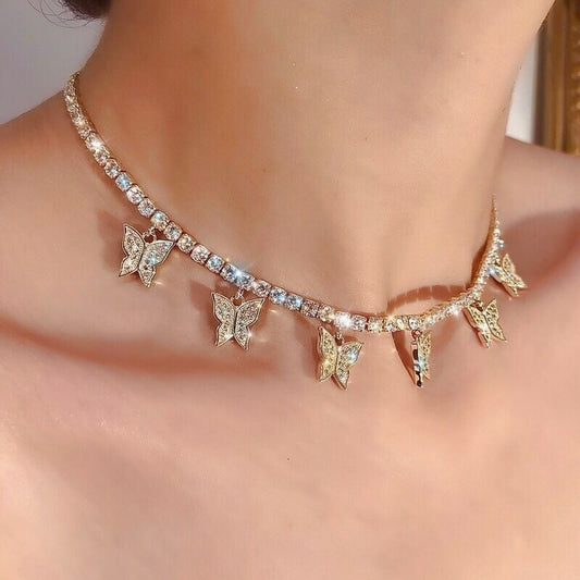 Crystal Butterfly Pendants - Orchid Unique