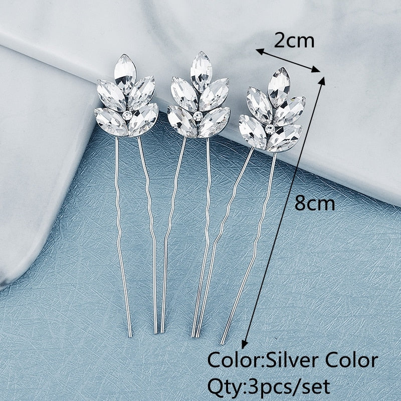 Efily Bridal Wedding Hair Accessories Rhinestone Hair Pins Forks for Women Pearl Hairpins Bride Headpiece Party Jewelry Gift - Orchid Unique