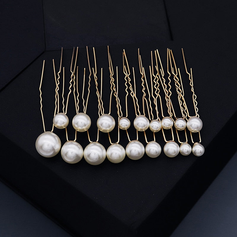 Efily Bridal Wedding Hair Accessories Rhinestone Hair Pins Forks for Women Pearl Hairpins Bride Headpiece Party Jewelry Gift - Orchid Unique