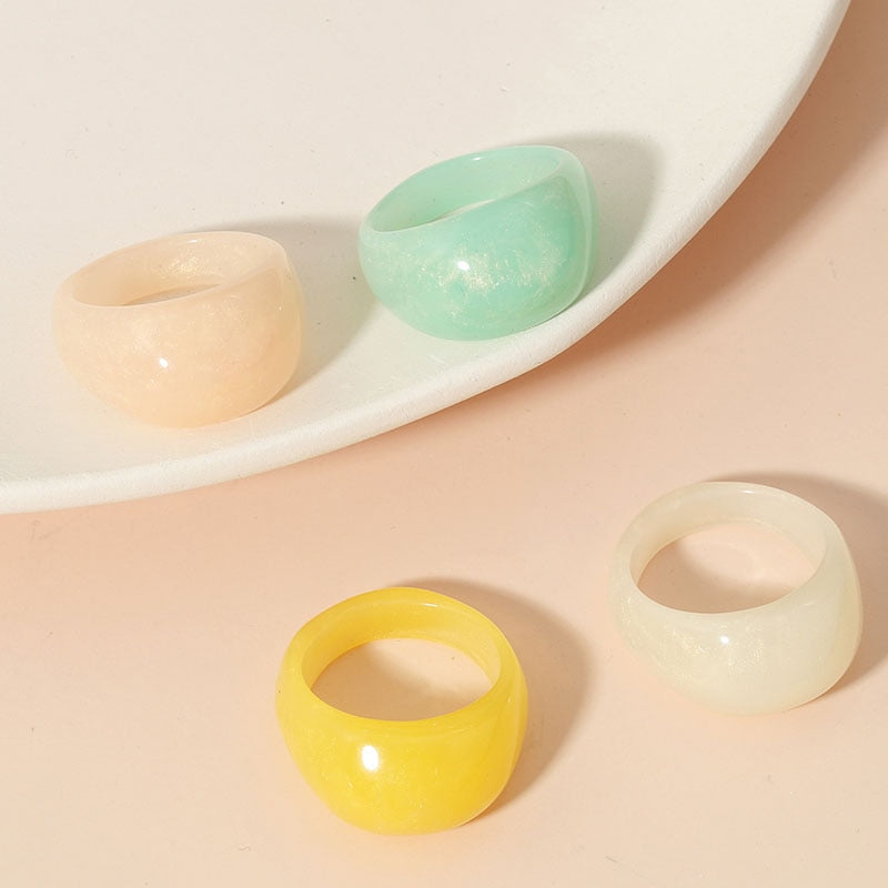 4Pcs/Set Colorful Sweet Acrylic Rings - Orchid Unique