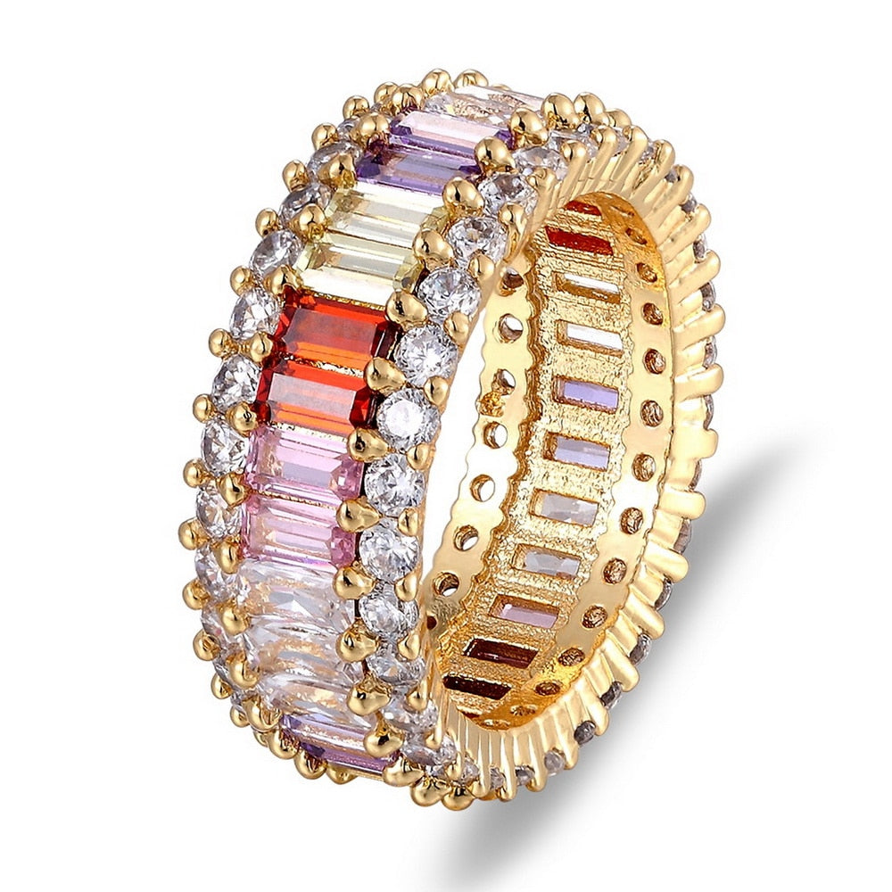 Top Quality Colorful Rainbow CZ Ring - Orchid Unique