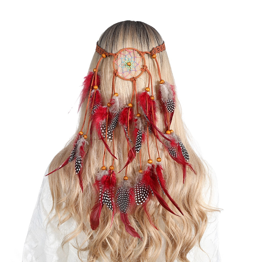 Festival Boho Feather Headband - Orchid Unique