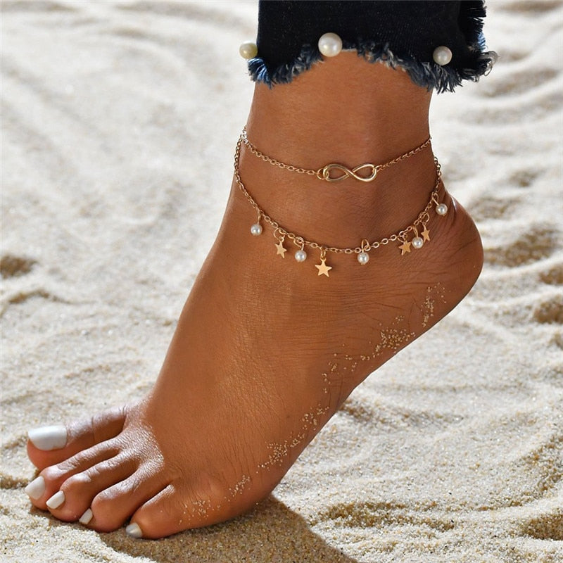 Bohemia Gold Color Chain Ankle Bracelet - Orchid Unique