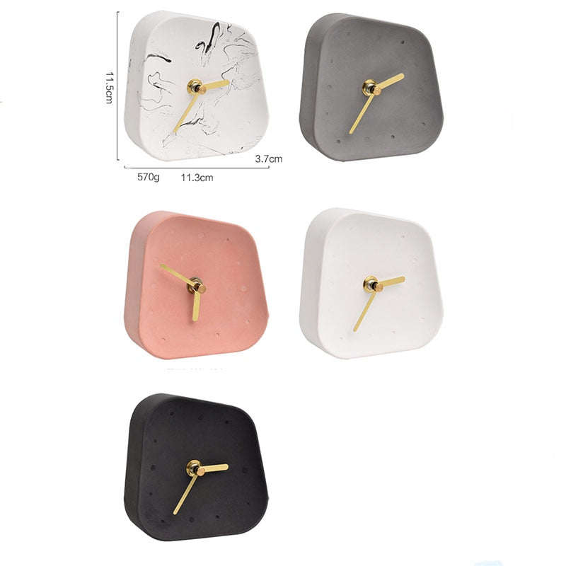 Geometry Shaped Cement Table Clock - Orchid Unique